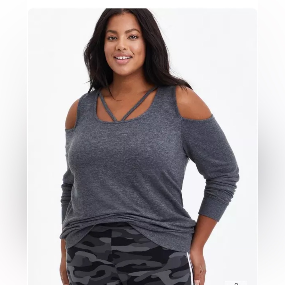 Torrid Strappy knit cold shoulder pullover